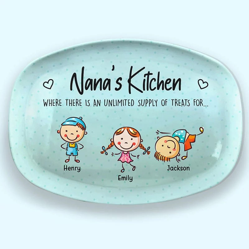 A Kitchen Full of Memories and Sweet Spoiling - Custom Engraved Family Platter - Mother's Day, Birthday Gift For Grandma