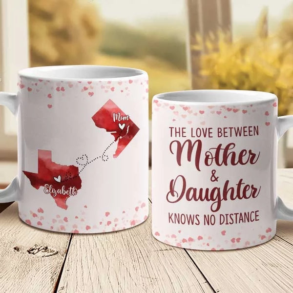 A Mother’s Love Travels Any Distance – Personalized Standard Mug – Mother’s Day, Gift For Mom, Daughter, Grandma
