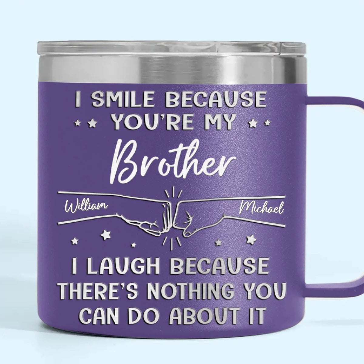 Brother by Chance, Friend by Choice - Custom Personalized 14oz Stainless Steel Tumbler with Handle for Family - A Thoughtful Gift for Your Loved Ones