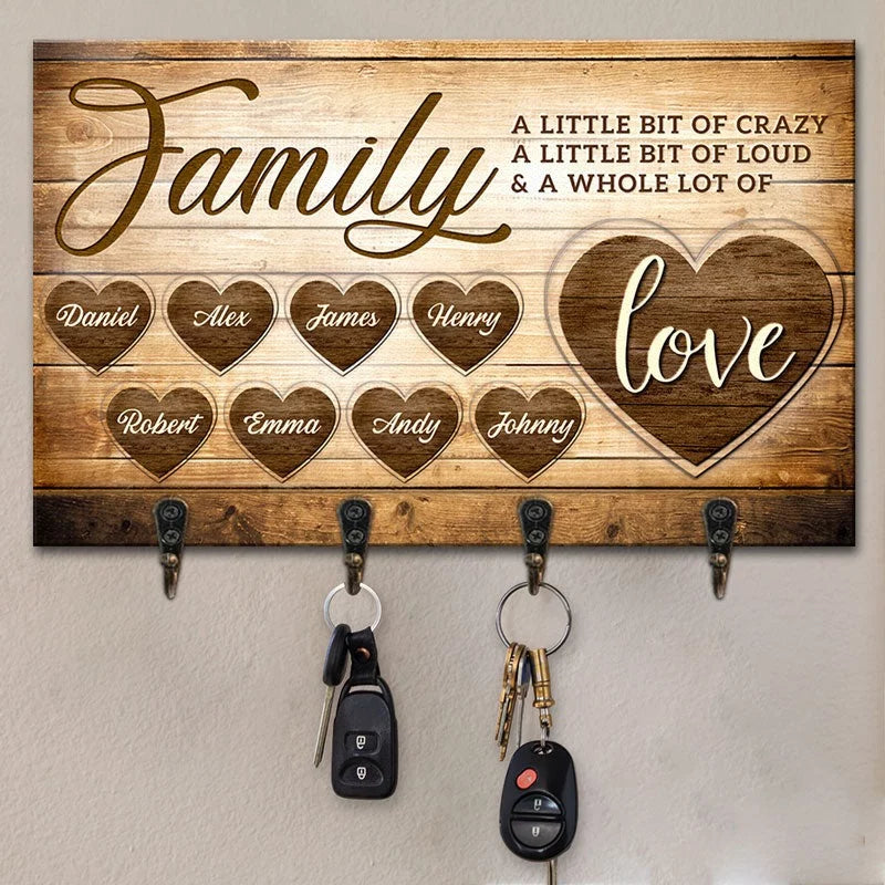 Filled With Love - Customized Family Home Décor Key Hanger and Key Holder - Gift For Family Members