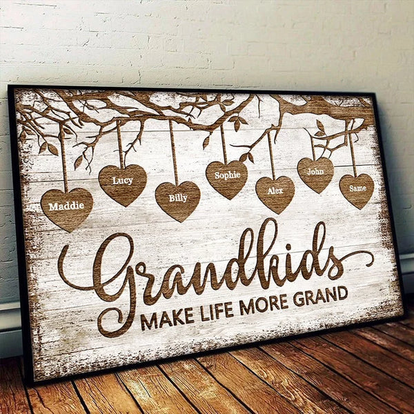 Grandkids Are the Best Part of Life - Custom Printed Horizontal Poster with Your Design - Gift for Grandma, Grandpa, Christmas Gift