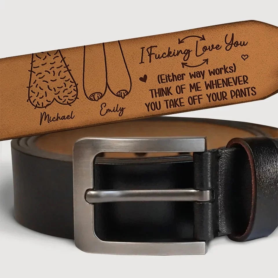Aging with Love and Laughter - Customizable Couple’s Leather Belt with Engraving – Perfect Anniversary Gift for Husband or Boyfriend