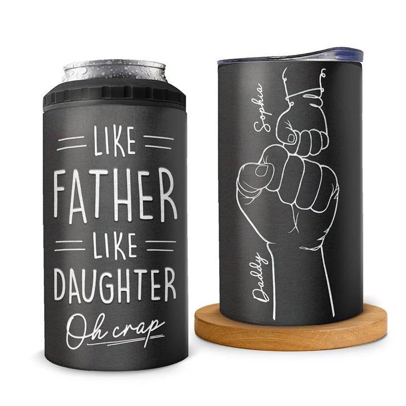 He's One Cool Dad - Family Personalized Custom Can Cooler Tumbler - Father's Day, Birthday