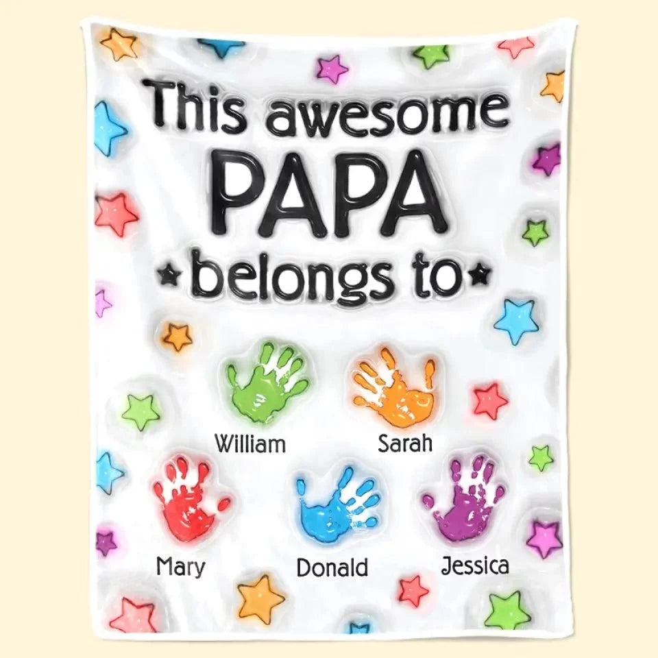I'm With Awesome Dad - Customized Family Blanket - Perfect Gift for Father’s Day, Dad, Grandpa