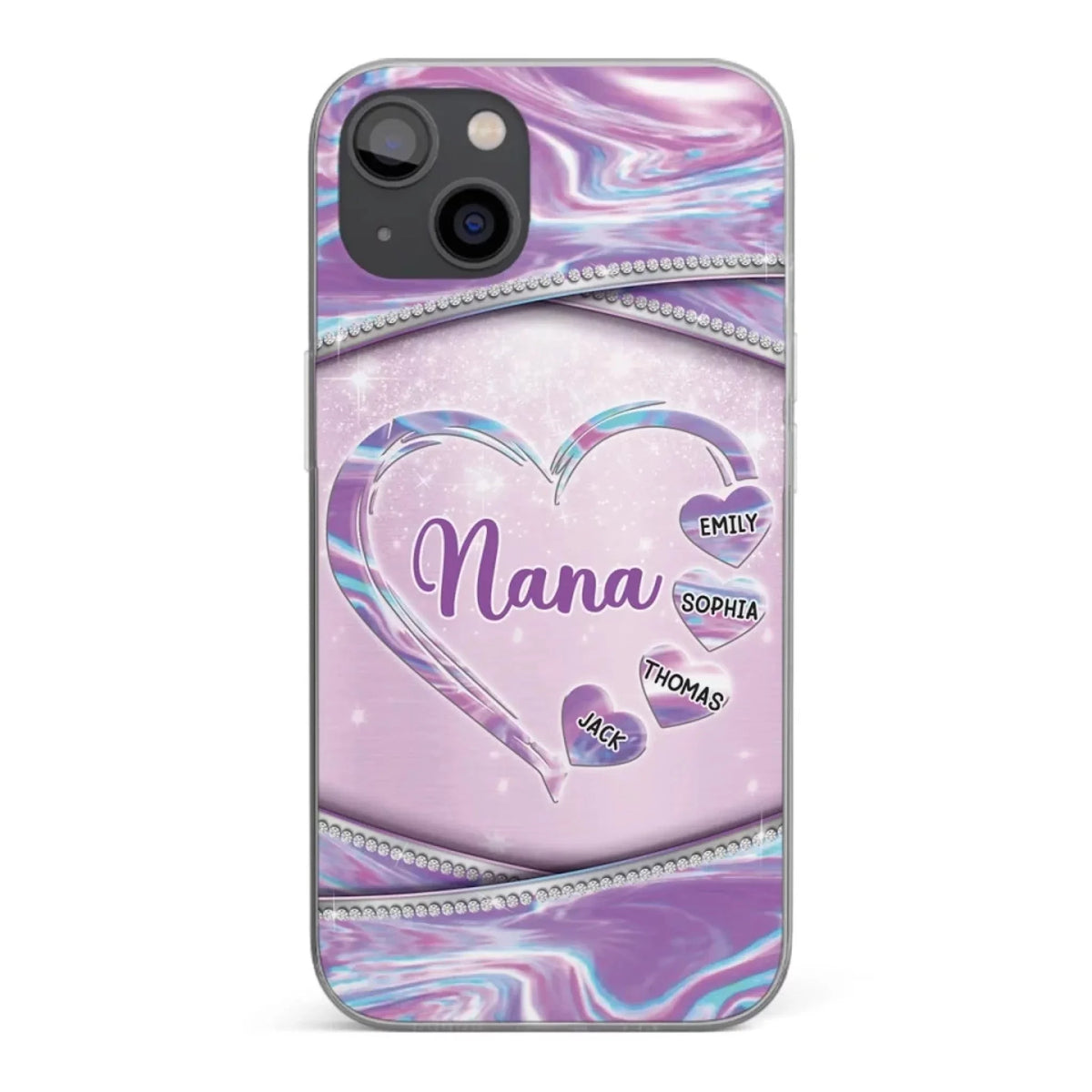 Nana’s Heart, A Garden of Love - Custom Clear Phone Case with Personalized Family Design - Mother's Day, Gift For Mom, Grandma