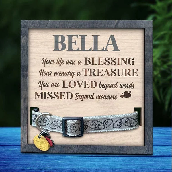 Gone but Never Forgotten - Pet Remembrance Sign with Personalized Collar Frame - A Special Gift for Pet Lovers and Those Remembering a Beloved Pet