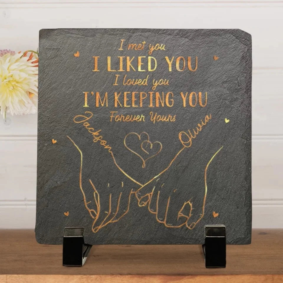 Perfect Love, Thanks to You - Personalized Couple Square Stone with Stand - Anniversary , Perfect Gift Fof Couple, Husband & Wife