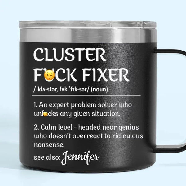 Slaying Without Even Trying - Custom Personalized 14oz Stainless Steel Tumbler with Handle for Coworker - Gifts for Collegues