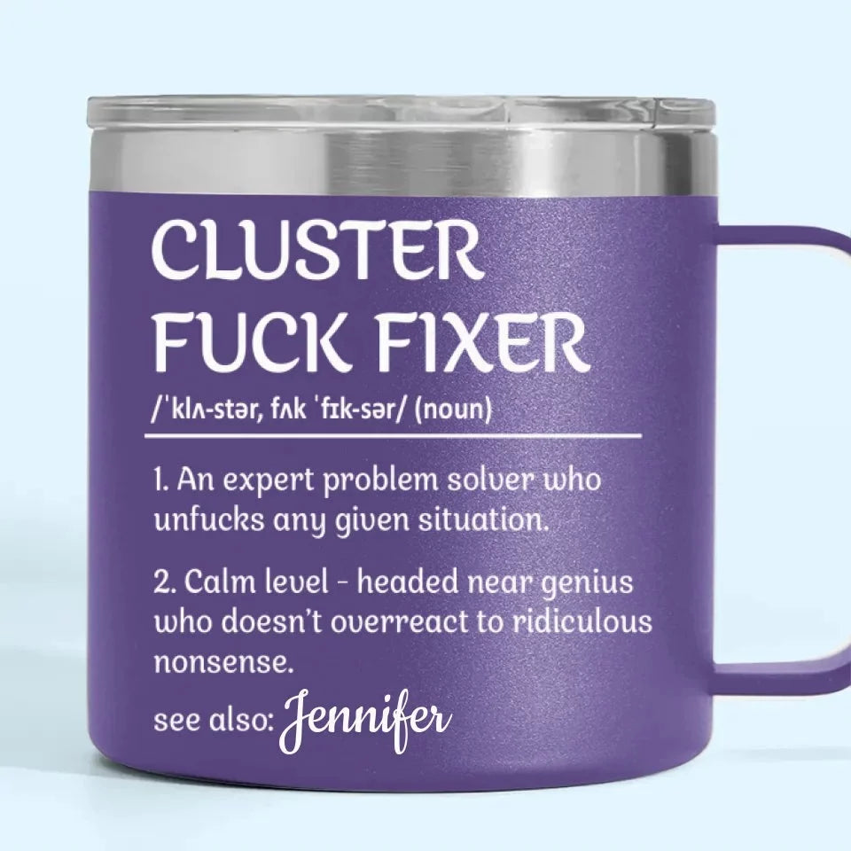 Slaying Without Even Trying - Custom Personalized 14oz Stainless Steel Tumbler with Handle for Coworker - Gifts for Collegues