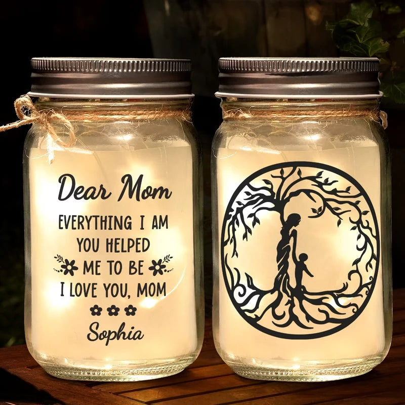 The Heartbeat of a Mother's Love - Custom Family Mason Jar Light - Mother's Day, Gift For Mom