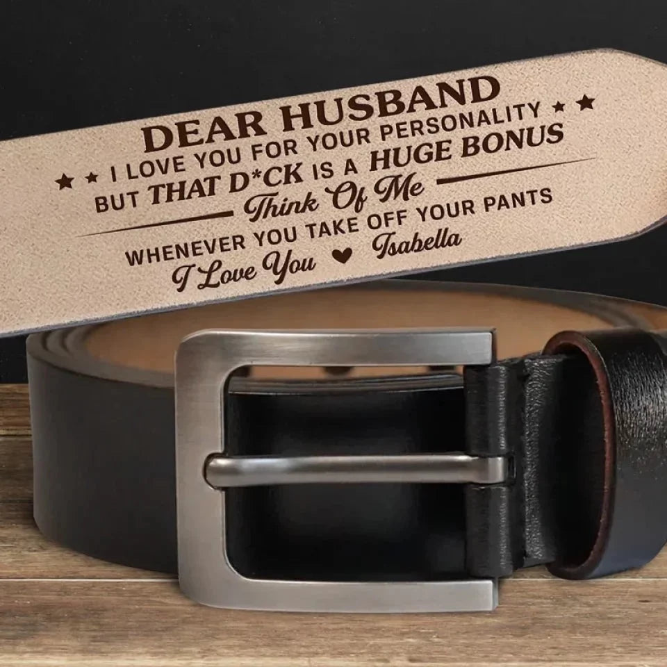 My Dear Husband, I Love You Always - Customizable Couple’s Leather Belt with Engraving – Perfect Anniversary Gift for Husband or Boyfriend