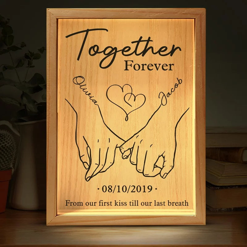 Forever Bound, From the First Kiss Until the Last Breath - Romantic Couple Light Box with Custom Design - Anniversary with a Special Gift for Husband & Wife