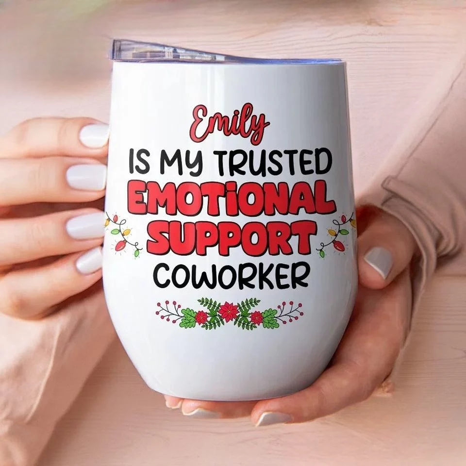 Workplace Bestie & Mental Health MVP - Coworker Personalized Wine Tumbler - Perfect Christmas Presents for Loved Ones and Work Buddies