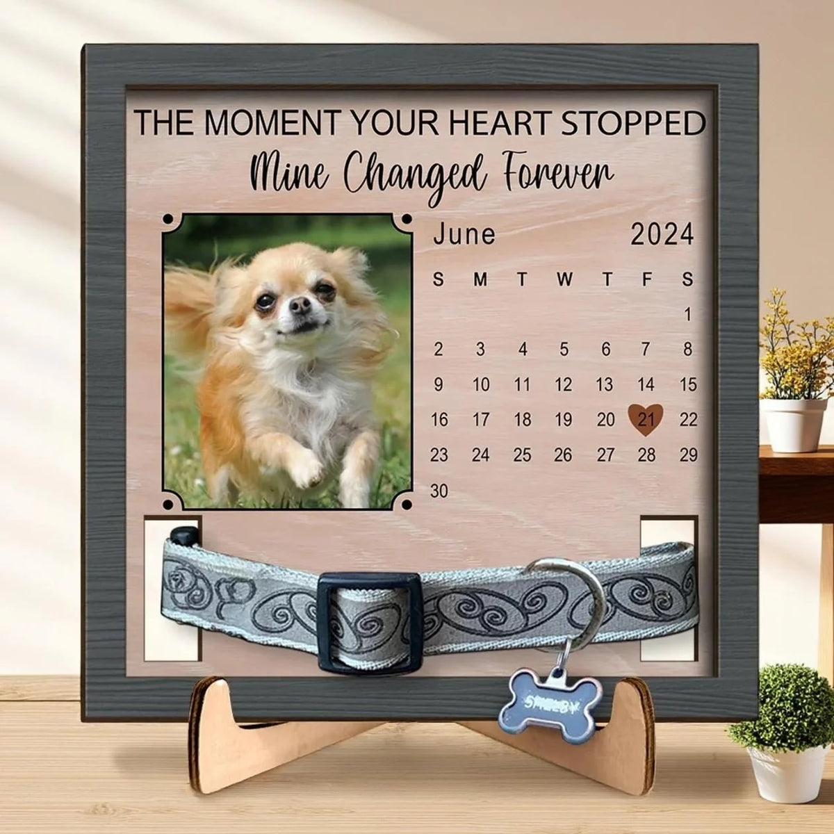Custom Photo Half My Heart Is Missing - Pet Remembrance Sign with Personalized Collar Frame - A Special Gift for Pet Lovers and Those Remembering a Beloved Pet