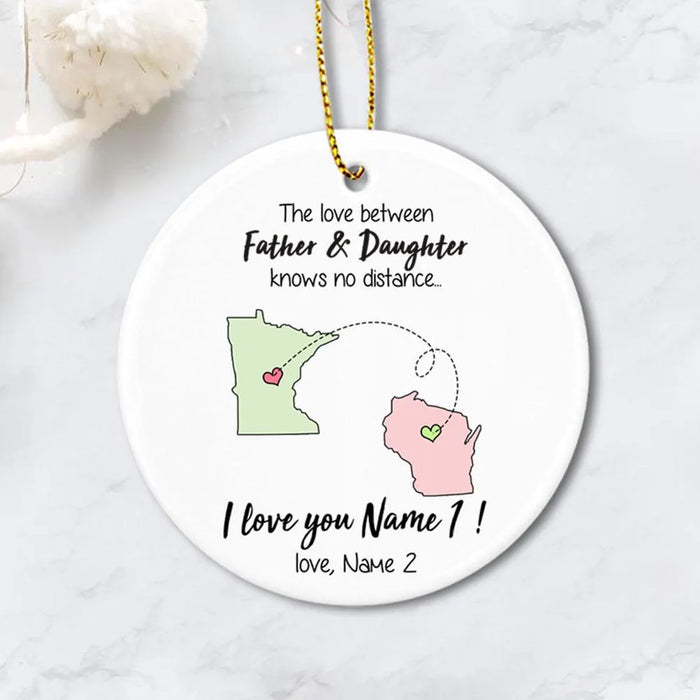 Personalized custom long distance relationship Christmas gift ideas ceramic ornament (PRINTED ON BOTH SIDES) - 2195