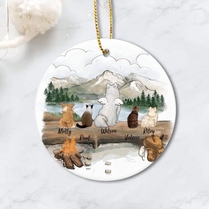 Personalized Dog & Cat Ornaments - Mountain - Hiking - Christmas Dog & Cat Ceramic Ornaments With Name (Printed On Both Sides) - Gifts For Dog Cat Lovers