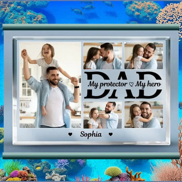 Custom Photo My Dad, My Shield - Custom Acrylic Rectangle Plaque For Family - Perfect Gift for Dad, Grandpa, Father's day