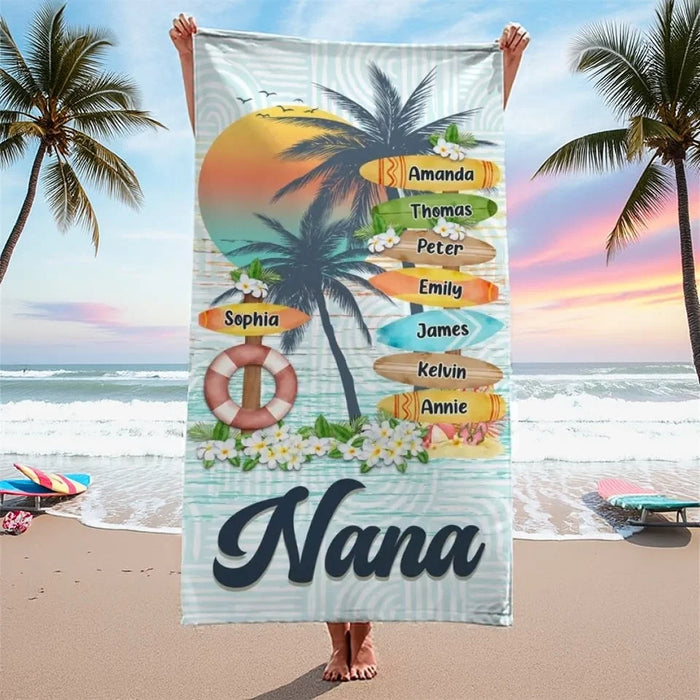 Mom and Grandma: Love Without Limits - Custom Personalized Beach Towel for Family - Summer Vacation Gift, Gift For Mom, Grandma