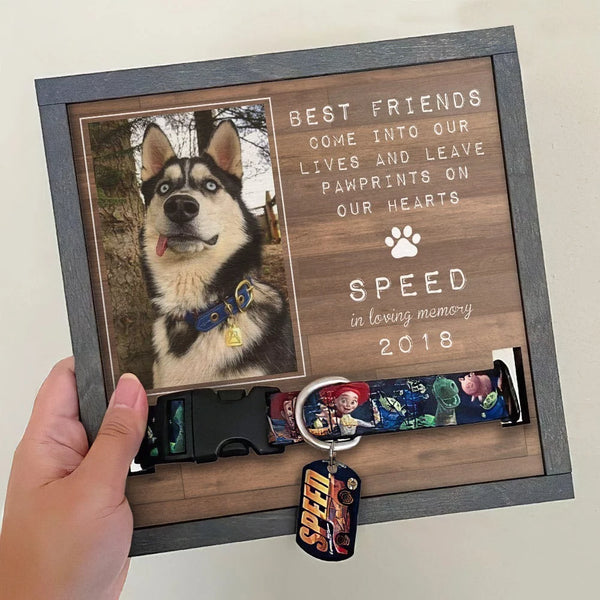 Custom Photo Pawprints in Heaven, Memories on Earth - Pet Remembrance Sign with Personalized Collar Frame - A Special Gift for Pet Lovers and Those Remembering a Beloved Pet