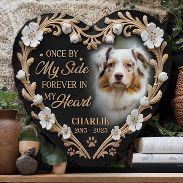 Custom Photo In Every Paw Print, A Memory - Custom Engraved Memorial Stone - Gift For Pet Owners, Pet Lovers