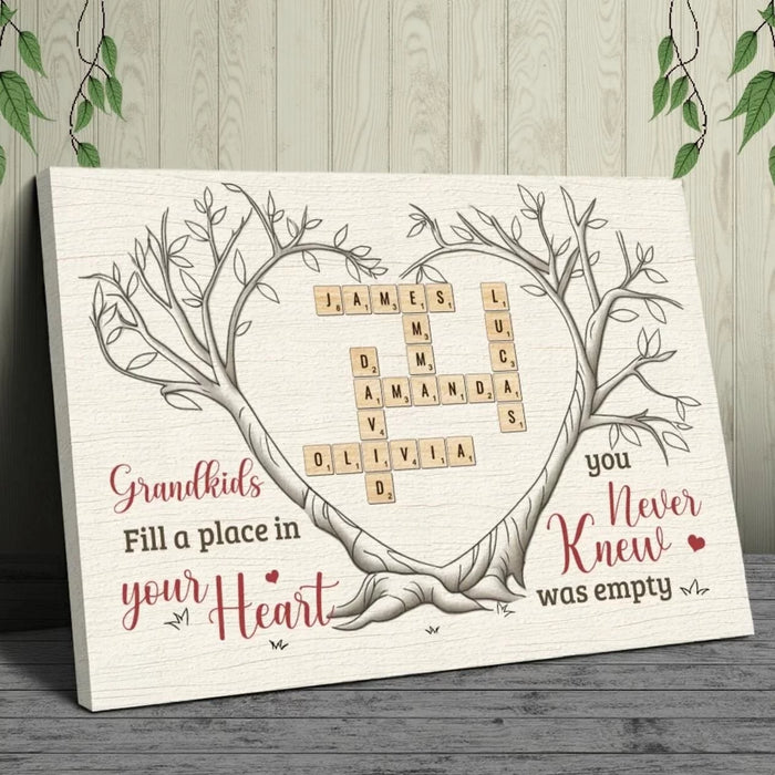 Grandchildren Fill Life With Laughter and Love - Custom Horizontal Canvas for Your Family - Perfect Gift for Grandma, Grandpa, Grandkid