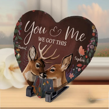 Two Souls, One Natural Bond - Custom Heart Stone with Stand - Anniversary Gift for Husband and Wife
