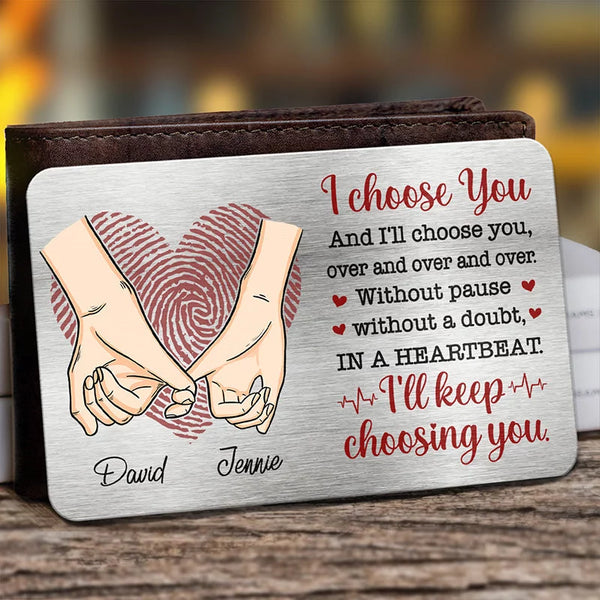 You’re My Forever Choice – Personalized Custom Aluminum Wallet Card for Couples – Perfect for Anniversaries & Special Moments, Husband, Wife