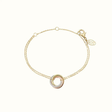 Trinity Tricolor Pavé Double Chain Bracelet