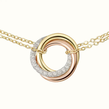 Trinity Tricolor Pavé Double Chain Bracelet