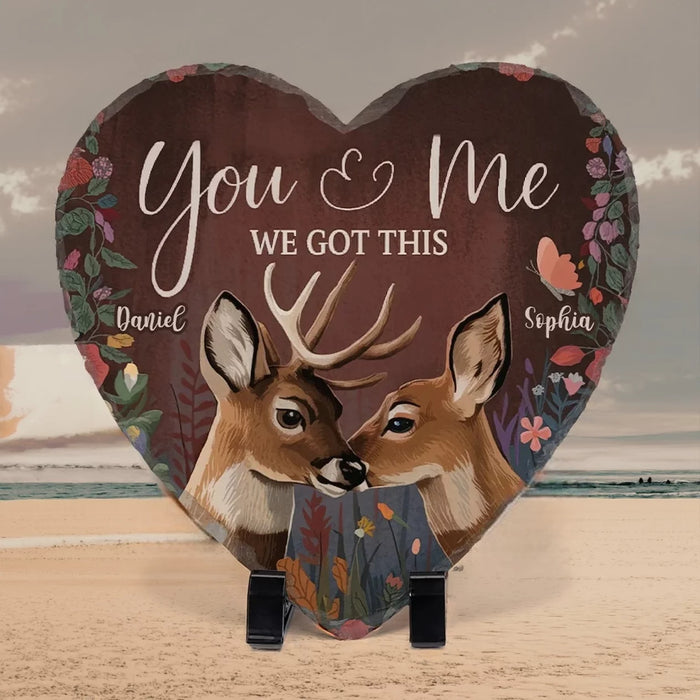 Two Souls, One Natural Bond - Custom Heart Stone with Stand - Anniversary Gift for Husband and Wife
