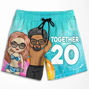 Our Journey Together Since – Customized Hawaiian Couple Beach Shorts – Ideal Gift for a Husband and Wife, Couples
