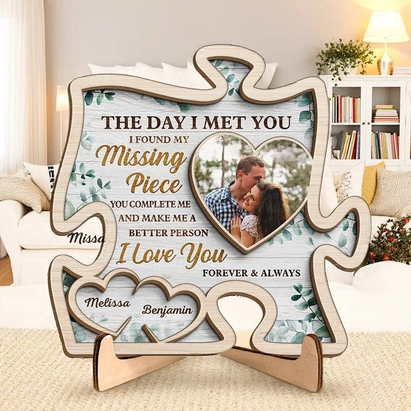 Custom Photo Timelessly Yours - Custom 2-Layered Wooden Plaque for Couples with Flat Display Stand - Perfect for Housewarming, Anniversaries, Husband &amp; Wife