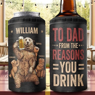 Dad Mode: Always On - Family Personalized Custom Can Cooler Tumbler - Father's Day, Birthday Gift For Dad
