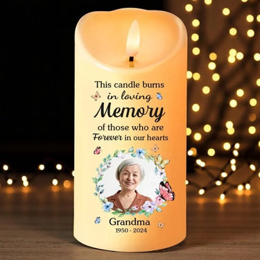 Custom Photo In Loving Memory, This Flame Shines On - Light a Memory with a Custom LED Candle - A Special Christmas Gift of Comfort for Family