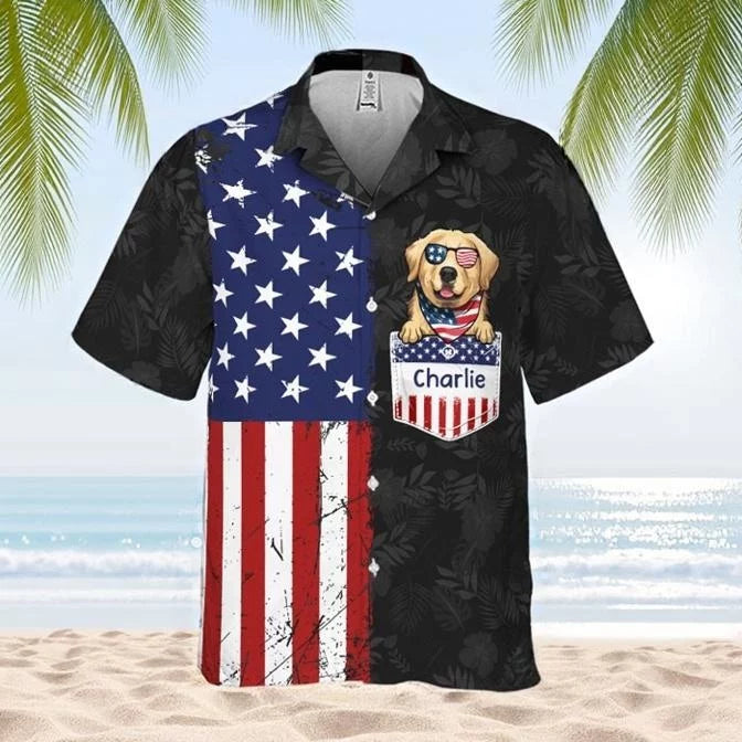 Joyful 4th of July Wishes - Custom Hawaiian Shirt  - Perfect Gift for Dad, For Pet Owners, Pet Lovers