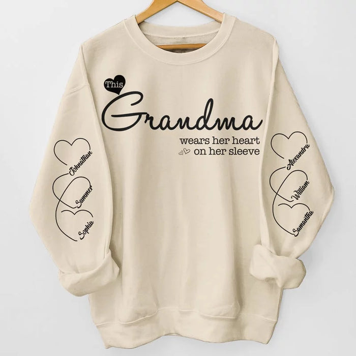 A Heart Full of Grandma’s Love - Customizable Unisex Sweatshirt for Family with Sleeve Design- Ideal Gift for Mom, Grandma, Mother's Day