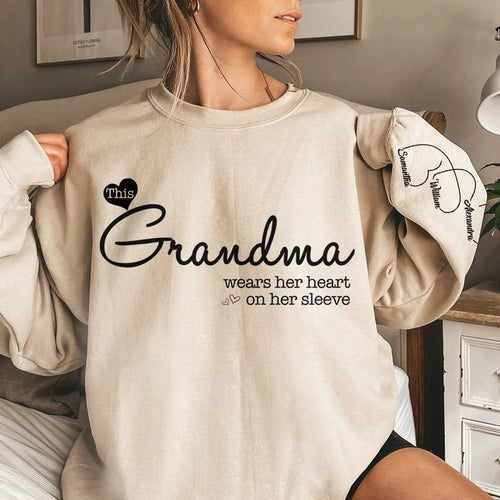 A Heart Full of Grandma’s Love - Customizable Unisex Sweatshirt for Family with Sleeve Design- Ideal Gift for Mom, Grandma, Mother's Day