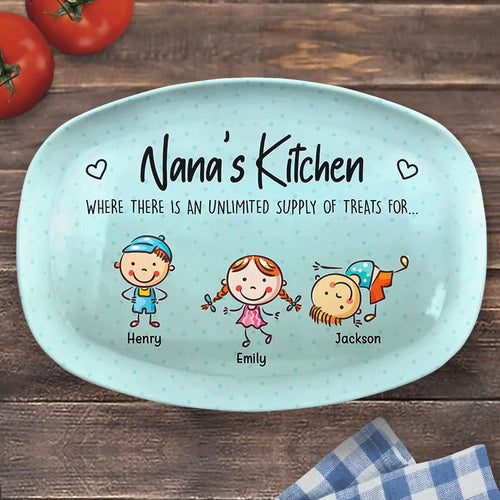 A Kitchen Full of Memories and Sweet Spoiling - Custom Engraved Family Platter - Mother's Day, Birthday Gift For Grandma