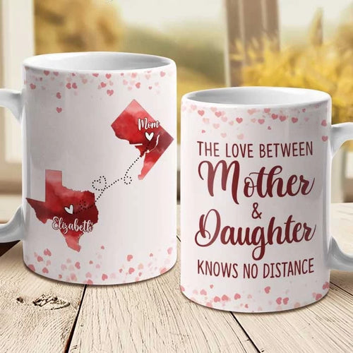 A Mother’s Love Travels Any Distance – Personalized Standard Mug – Mother’s Day, Gift For Mom, Daughter, Grandma
