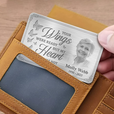 Custom Photo Heaven Called, But My Heart Still Holds You Close - Personalized Memorial Aluminum Wallet Card - A Meaningful Tribute for Family Members