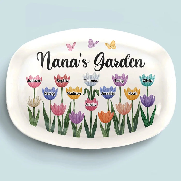 Blooming Under Her Love - Custom Engraved Family Platter - Mother's Day, Birthday Gift For Mom, Grandma