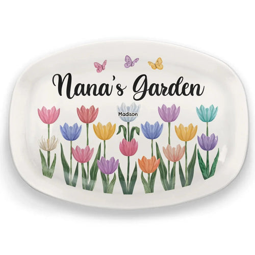 Blooming Under Her Love - Custom Engraved Family Platter - Mother's Day, Birthday Gift For Mom, Grandma