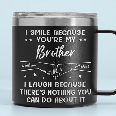 Brother by Chance, Friend by Choice - Custom Personalized 14oz Stainless Steel Tumbler with Handle for Family - A Thoughtful Gift for Your Loved Ones