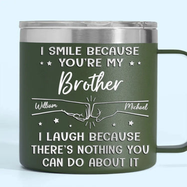 Brother by Chance, Friend by Choice - Custom Personalized 14oz Stainless Steel Tumbler with Handle for Family - A Thoughtful Gift for Your Loved Ones