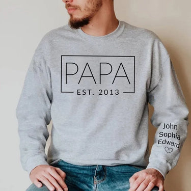 Coolest Dad Ever - Customizable Unisex Sweatshirt for Family with Sleeve Design- Ideal Gift for Dad, Grandpa, Father's Day , Christmas Gift