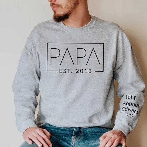 Coolest Dad Ever - Customizable Unisex Sweatshirt for Family with Sleeve Design- Ideal Gift for Dad, Grandpa, Father's Day , Christmas Gift