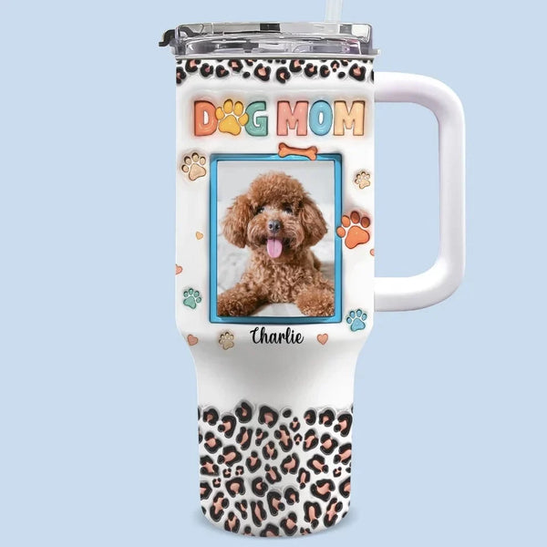 Custom Photo Celebrate the Moment - Personalized 40Oz Tumbler with 3D Dog & Cat Print - Great Gift Idea for Dog & Cat Lovers, Pet Owners
