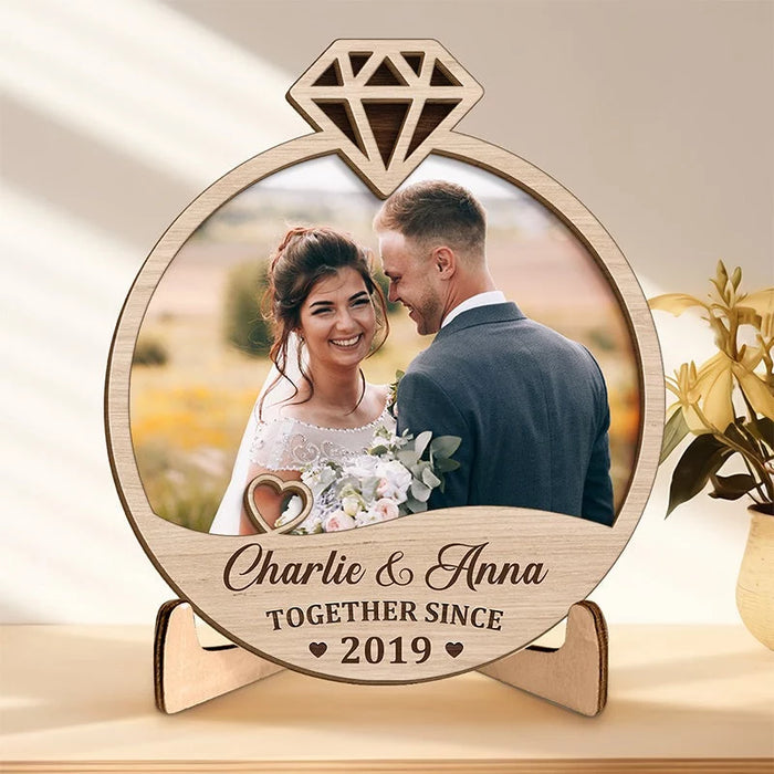 Custom Photo For My Soulmate - Custom 2-Layered Wooden Plaque for Couples with Flat Display Stand - Perfect for Housewarming, Anniversaries, Husband &amp; Wife