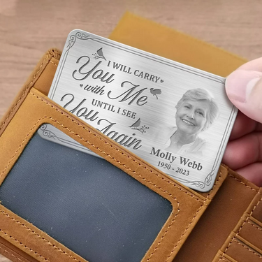 Custom Photo I’ll Always Be by Your Side - Personalized Memorial Aluminum Wallet Card - A Meaningful Tribute for Family Members