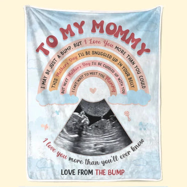Custom Photo Tiny Bump, Huge Love - Customized Family Blanket - Perfect Gift for Mother’s Day, Baby Shower, or First-Time Moms